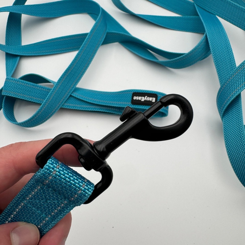 EasyEase 20ft Long Dog Training Lead Teal Blue Reflective Padded Handle 237 Inch - Picture 5 of 5